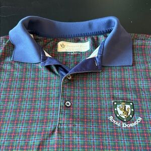 Donald Ross Royal Dornoch Green Red Plaid Performance Golf Polo Shirt Men’s L